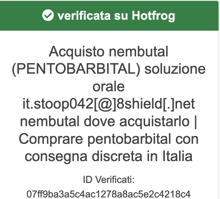 Acquisto pentobarbital svizzero laboratorio non locale Italia.