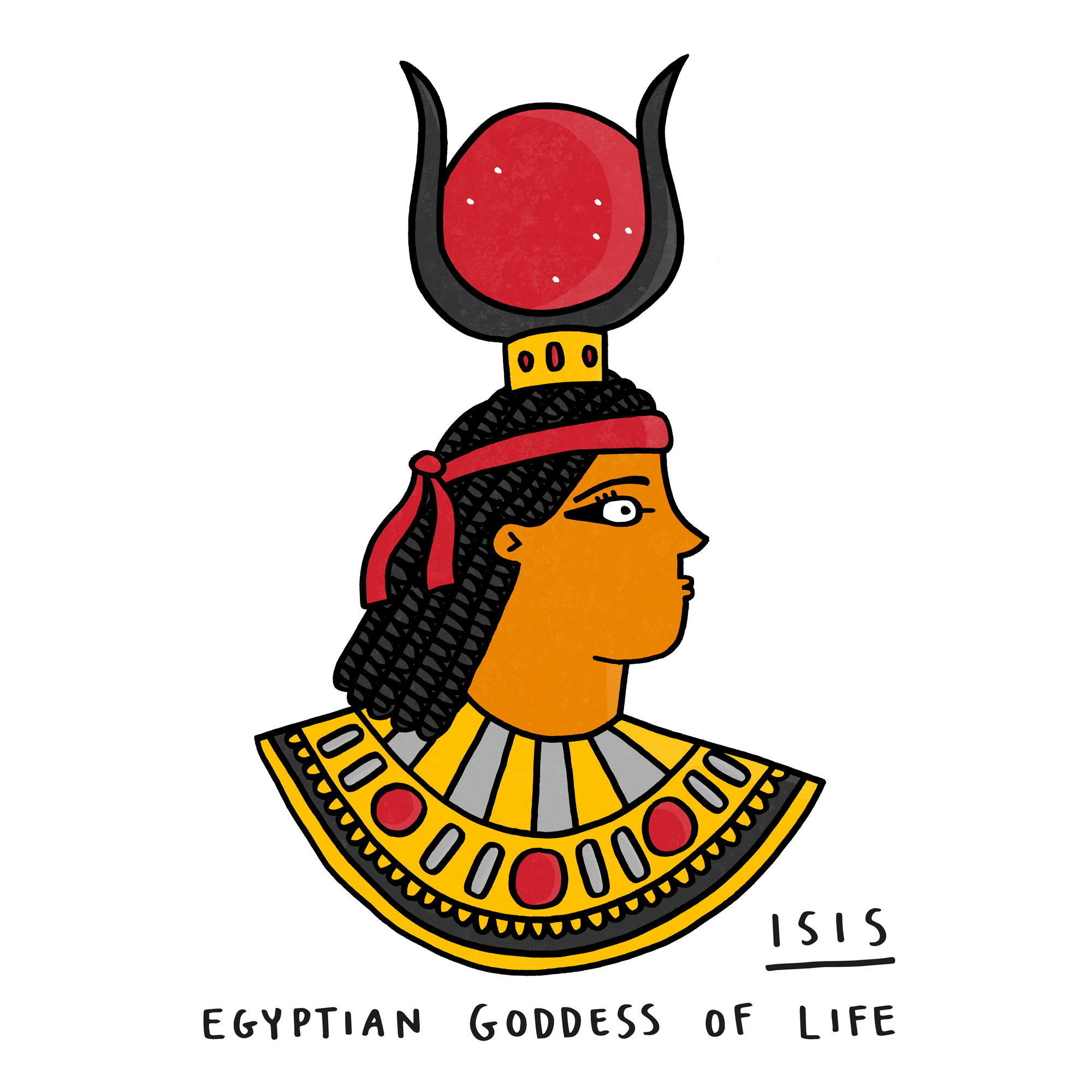 Cartoon of Isis, Egyptian Goddess of Life